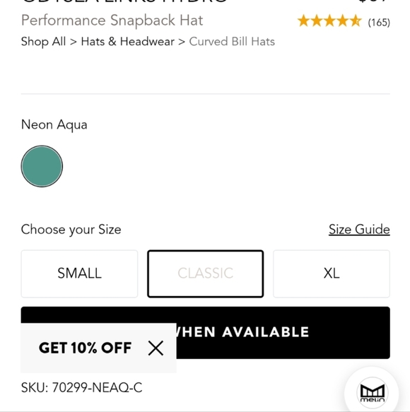 Melin Odysea Links Hydro Performance Snap Collection Classic Size Neon Aqua - Picture 2 of 9